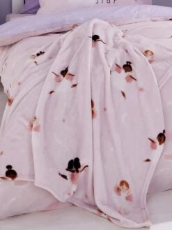 Catherine Lansfield Dancing Fairies Soft Cosy Fleece Throw Pink