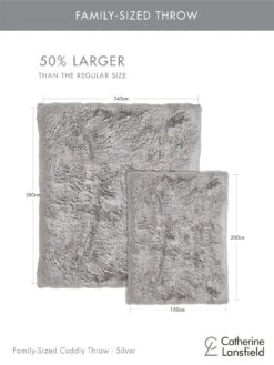 Catherine Lansfield Cuddly Large Family Cosy Throw - Silver -Oleu Furniture Shop VMRPH SQ4 0000000035 SILVER SLd1