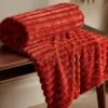 Catherine Lansfield Cosy Ribbed Soft Throw - Burnt Orange -Oleu Furniture Shop VMRQ0 SQ1 0000000537 BURNT ORANGE RSr