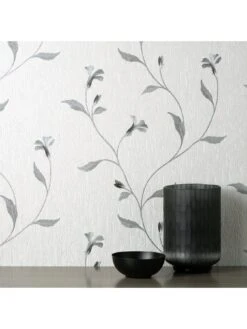 Vymura Bellagio Floral Wallpaper - White/silver -Oleu Furniture Shop VNM91 SQ5 0000000099 N A SLd2