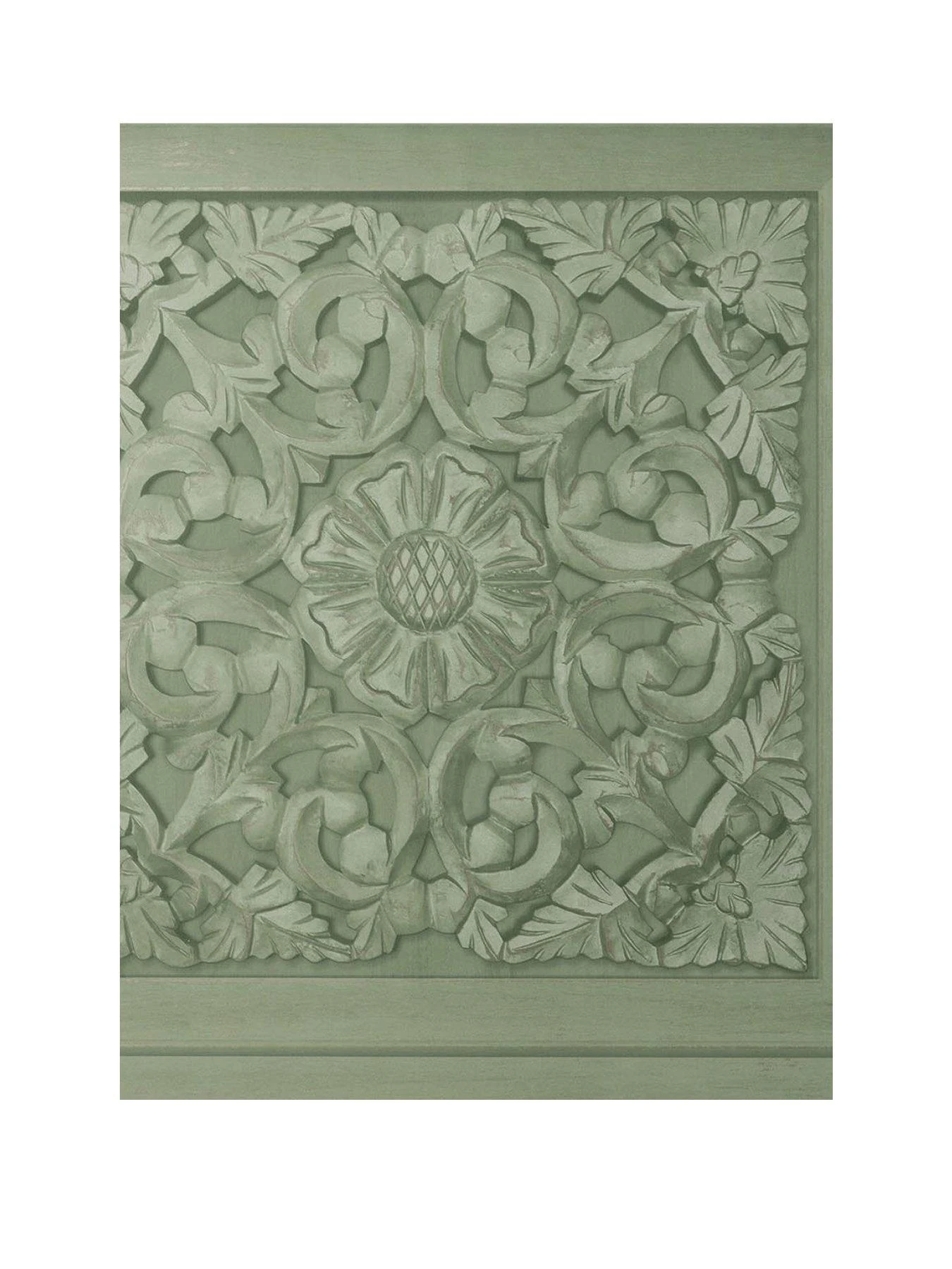 Fine Décor Carved Panel Wallpaper - Sage 4 Fine Décor Carved Panel Wallpaper - Sage - Image 2