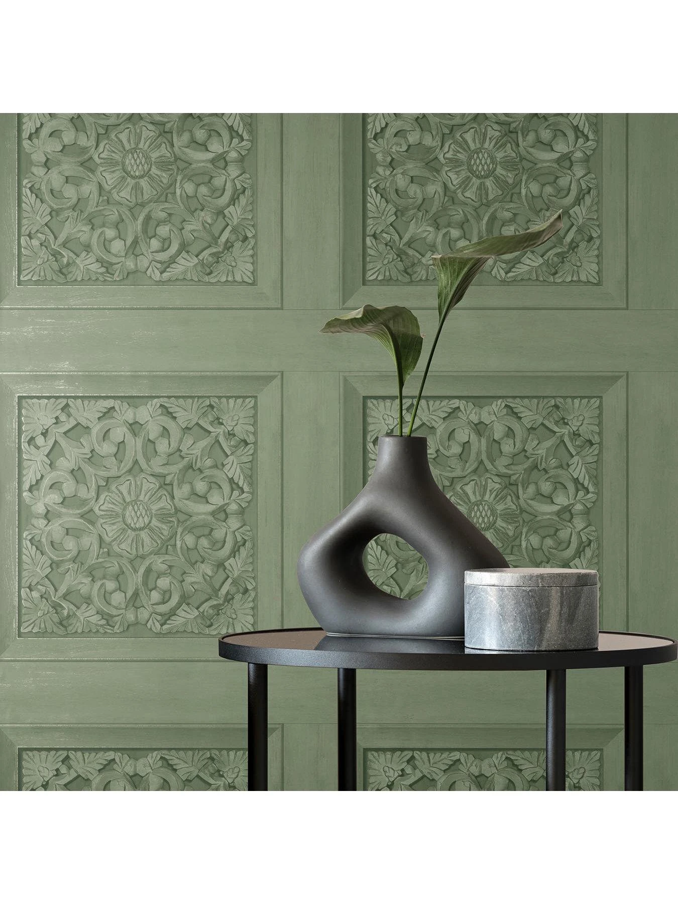 Fine Décor Carved Panel Wallpaper - Sage 7 Fine Décor Carved Panel Wallpaper - Sage - Image 5