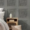 Fine Décor Carved Panel Wallpaper - Gunmetal