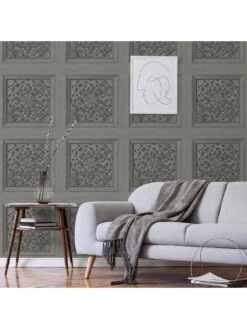 Fine Décor Carved Panel Wallpaper - Gunmetal -Oleu Furniture Shop VNM9W SQ3 0000000099 N A SLd