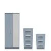 SWIFT Logan 3 Piece Package Ready Assembled 2 Door Wardrobe, Bedside Table & 3 Drawer Chest -Oleu Furniture Shop VNOFV SQ2 0000000020 BLUE SLf