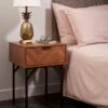 Lloyd Pascal Chevron 1 Drawer Bedside Table With Metal Legs -Oleu Furniture Shop VNOG9 SQ1 0000000143 BROWN RSr