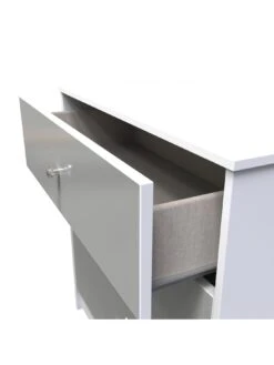 SWIFT Verity Ready Assembled 3 Piece Package - 2 Door Wardrobe, 3 Drawer Chest And Bedside Table -Oleu Furniture Shop VNOGH SQ6 0000000563 GREY GLOSS SLd2