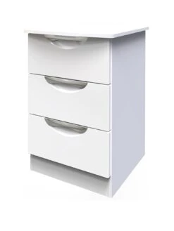 SWIFT Alva Ready Assembled 3 Drawer Bedside -Oleu Furniture Shop VNOGU SQ3 0000000559 WHITE GLOSS SLa