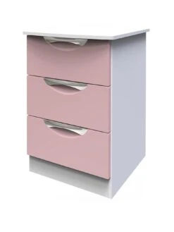 SWIFT Alva Ready Assembled 3 Drawer Gloss Bedside Chest - Pink -Oleu Furniture Shop VNOH3 SQ3 0000000063 PINK SLa