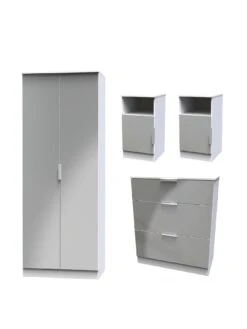 SWIFT Adair Ready Assembled 4 Piece Set - 2x Bedside, Chest Of Drawers & Wardrobe
