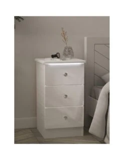 SWIFT Lumiere Ready Assembled 3 Drawer Bedside Cabinet With Led Lights