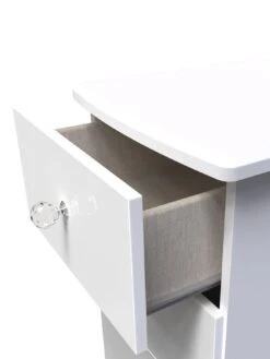 SWIFT Lumiere Ready Assembled 3 Drawer Bedside Cabinet With Led Lights -Oleu Furniture Shop VNOID SQ5 0000000559 WHITE GLOSS SLd1