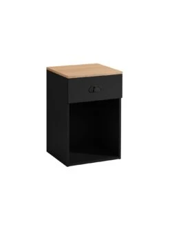 Lloyd Pascal Henley 1 Draw Bedside With Cup Handles -Oleu Furniture Shop VNOJM SQ5 0000000540 BLACK OAK SLd1