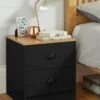 Lloyd Pascal Henley 2 Draw Bedside With Cup Handles -Oleu Furniture Shop VNOJP SQ1 0000000540 BLACK OAK RSr