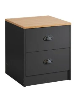 Lloyd Pascal Henley 2 Draw Bedside With Cup Handles -Oleu Furniture Shop VNOJP SQ3 0000000540 BLACK OAK SLa