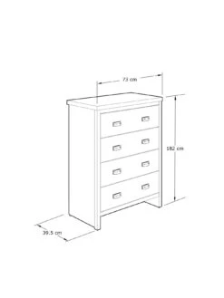 GFW Boston 4 Drawer Chest - Oak -Oleu Furniture Shop VNZX4 SQ7 0000000006 OAK DGy