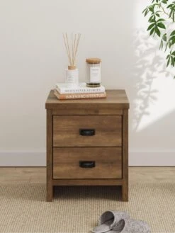 GFW Boston 2 Drawer Bedside Chest - Oak