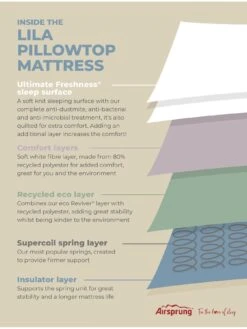 Airsprung Lila Pillowtop Mattress -Oleu Furniture Shop VO89M SQ7 0000000013 WHITE DGy