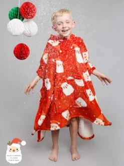 Bedlam Jolly Santa Sherpa Poncho - Red