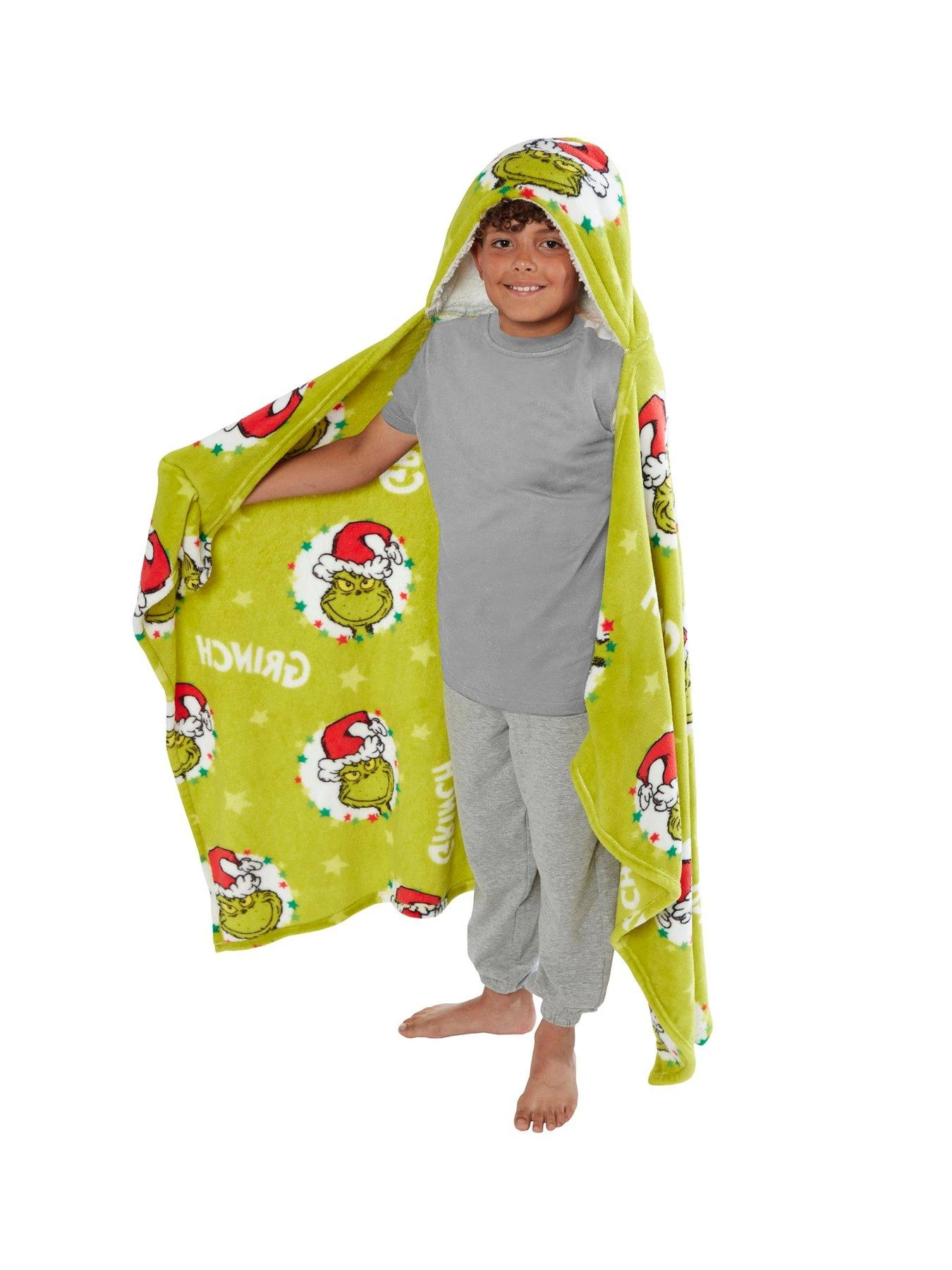 The Grinch Christmas Hooded Fleece Blanket - Green 3 The Grinch Christmas Hooded Fleece Blanket - Green