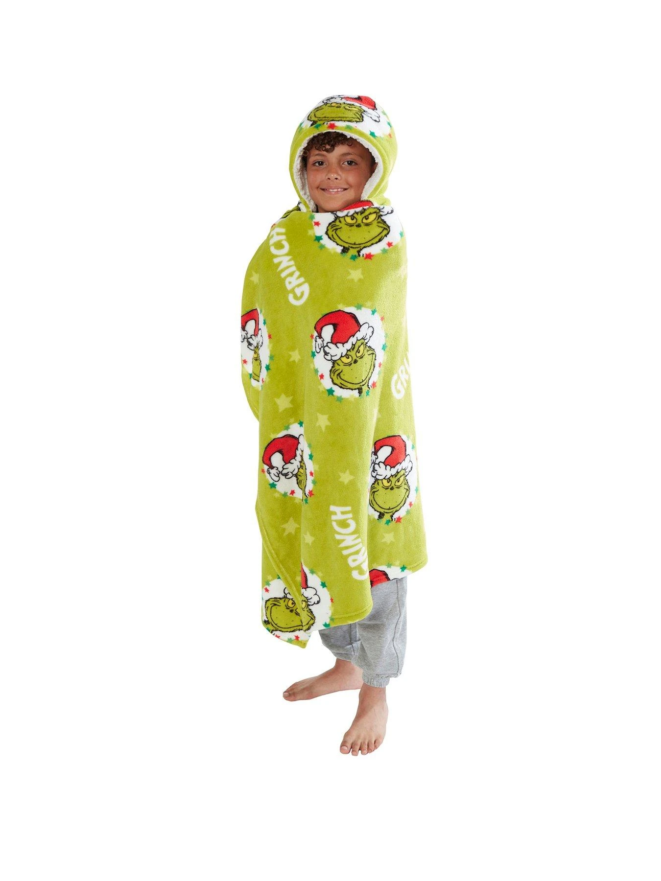 The Grinch Christmas Hooded Fleece Blanket - Green 4 The Grinch Christmas Hooded Fleece Blanket - Green - Image 2