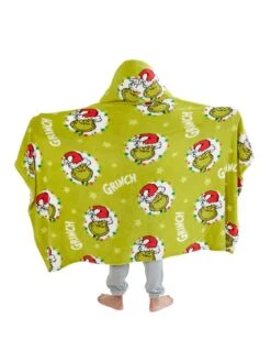 The Grinch Christmas Hooded Fleece Blanket - Green 10 The Grinch Christmas Hooded Fleece Blanket - Green -Oleu Furniture Shop VPN51 SQ3 0000000047 GREEN SLd