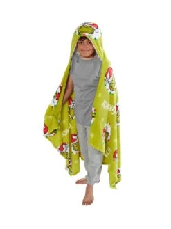 The Grinch Christmas Hooded Fleece Blanket - Green 11 The Grinch Christmas Hooded Fleece Blanket - Green -Oleu Furniture Shop VPN51 SQ4 0000000047 GREEN SLd1
