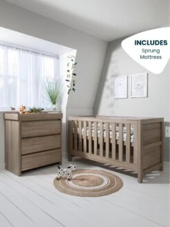 Tutti Bambini Modena 2 Piece Furniture Set - Oak (Cot Bed, Sprung Mattresss And Chest Changer)
