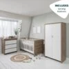 Tutti Bambini Modena 4 Piece Furniture Set- White/Oak (Cot Bed, Sprung Mattress, Chest Changer, Wardrobe) -Oleu Furniture Shop VQ2VD SQ1 0000000010 WHITE OAK RSr