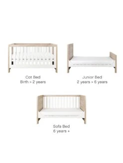 Tutti Bambini Modena 4 Piece Furniture Set- White/Oak (Cot Bed, Sprung Mattress, Chest Changer, Wardrobe) -Oleu Furniture Shop VQ2VD SQ4 0000000010 WHITE OAK SLd