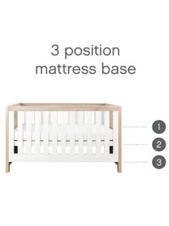 Tutti Bambini Modena 4 Piece Furniture Set- White/Oak (Cot Bed, Sprung Mattress, Chest Changer, Wardrobe) -Oleu Furniture Shop VQ2VD SQ5 0000000010 WHITE OAK SLd1