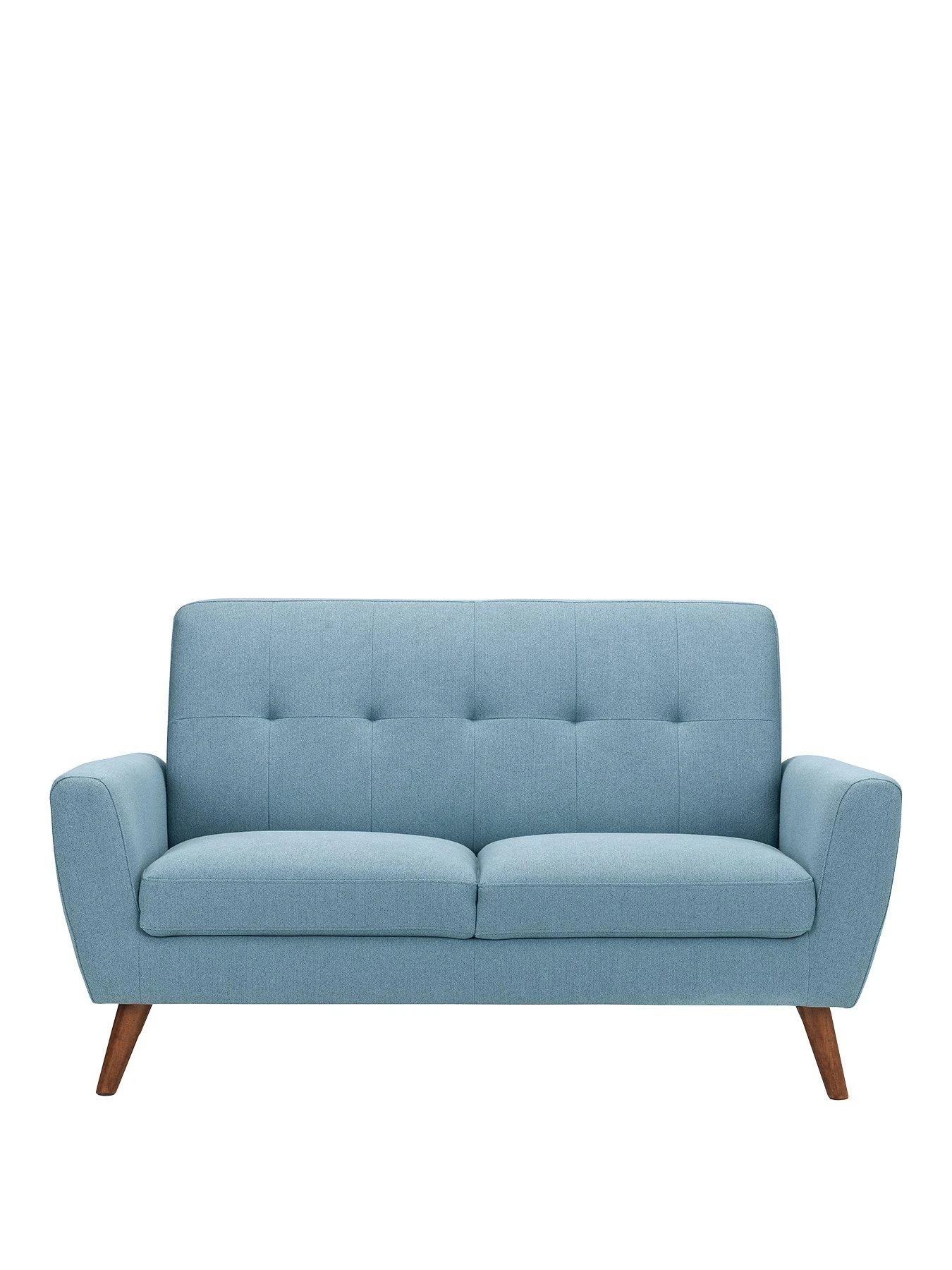 Julian Bowen Monza 2 Seater Compact Retro Sofa - Blue 4 Julian Bowen Monza 2 Seater Compact Retro Sofa - Blue - Image 2